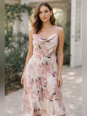Floral Pink Midi Slip Dress